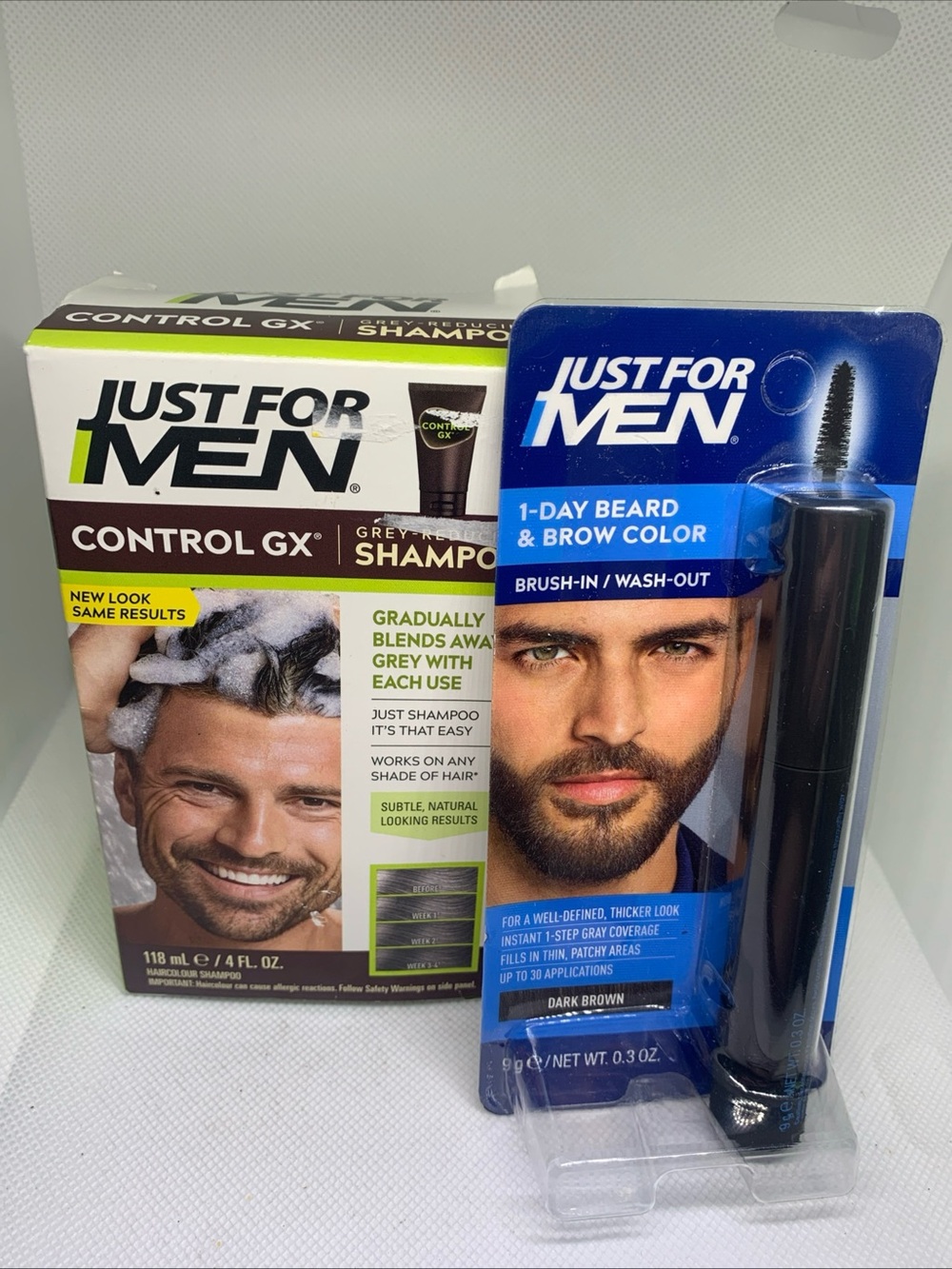 Just for Men Control GX Grey-Reducing Shampoo & 1-Day Dark Brown Beard Color